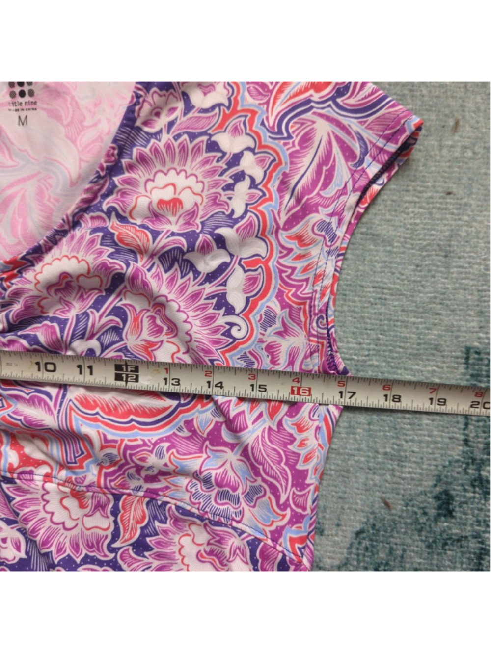 Title Nine Daring Diamalete Tech Dress - M - Purple Floral Paisley Travel - Picture 15 of 16